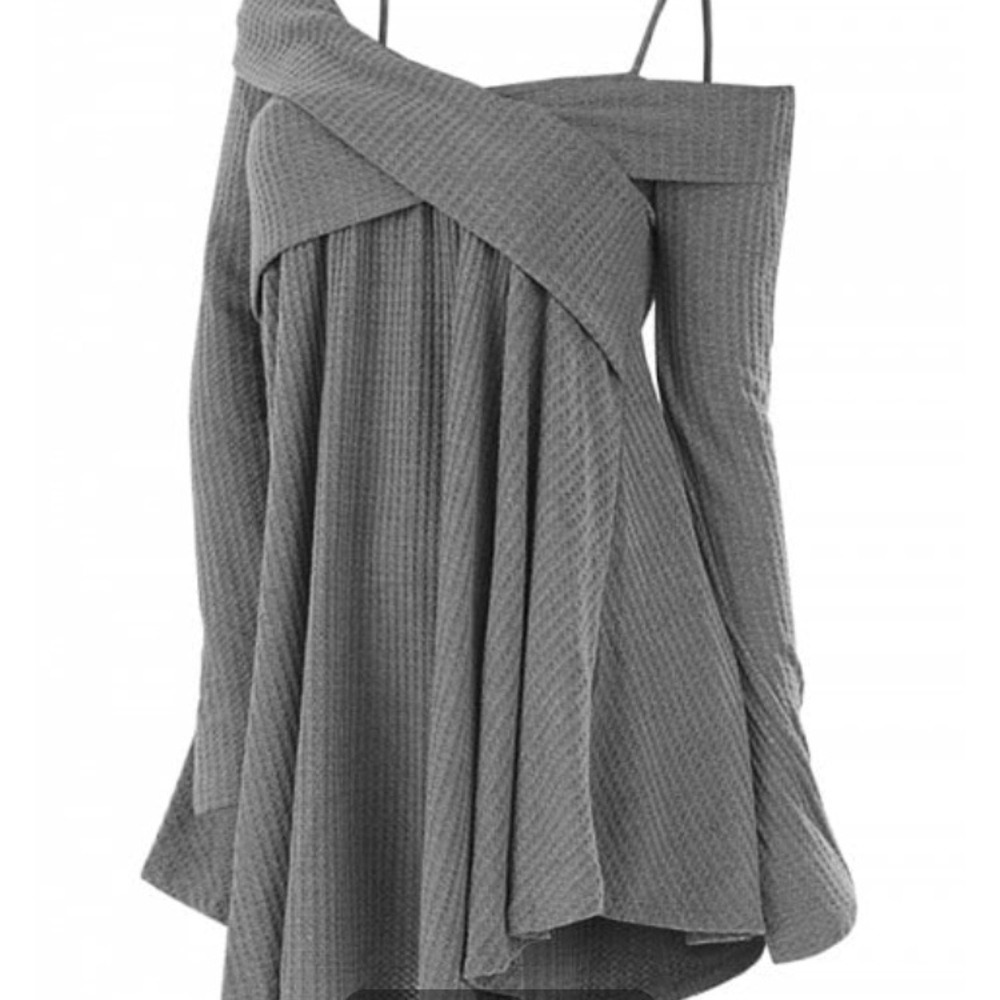Grey dress lily cold shoulder tunic dress
